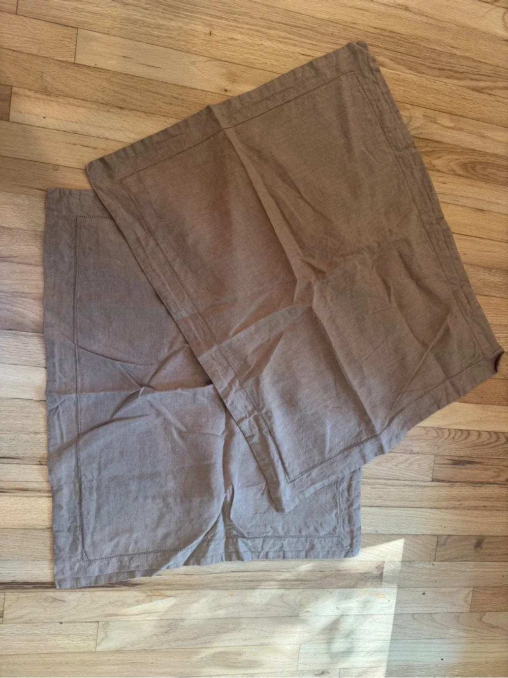 Pottery Barn Flax Linen Standard Shams Pair Bronze Brown
